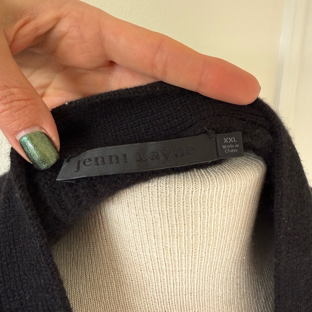 Jenni Kayne Cashmere Cocoon Black Cardigan Sweater Ribbed Oversize XXL - Picture 4 of 8